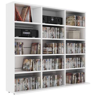 vidaXL CD Cabinet White 40.2"x9.1"x35.2" Engineered Wood