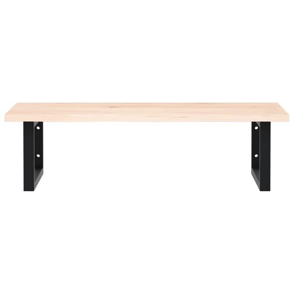 vidaXL Basin Shelf Natural Oak and Black Solid Oak Wood and Steel Medium