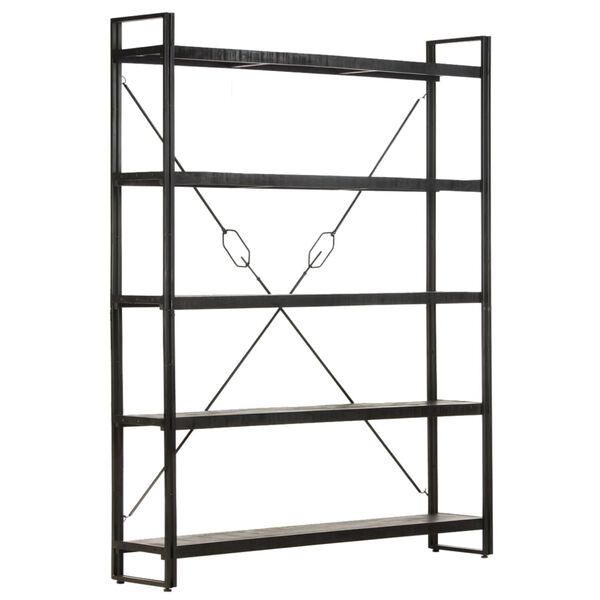 vidaXL Bookcase Black Solid mango wood, Powder-coated steel