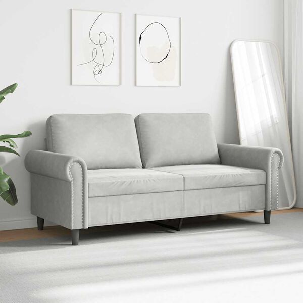 vidaXL 2-seater Sofa Light Grey Velvet (100% polyester), metal, textilene