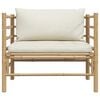 vidaXL Garden Sofa Cream White Bamboo, 100% polyester fabric