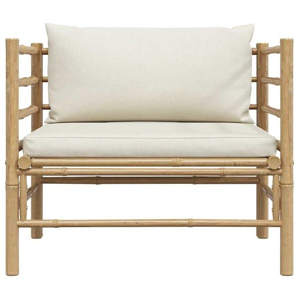vidaXL Garden Sofa Cream White Bamboo, 100% polyester fabric