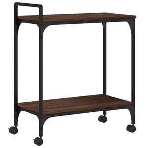 vidaXL Kitchen Trolley Brown Oak 23.8"x12.2"x28.5" Engineered Wood