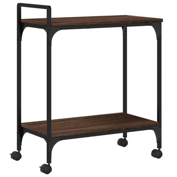 vidaXL Kitchen Trolley Brown Oak 23.8"x12.2"x28.5" Engineered Wood