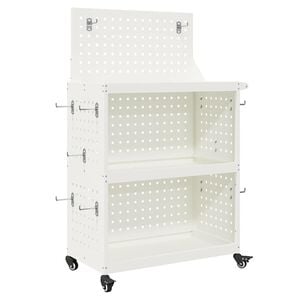 vidaXL Tool Trolley White 25.59 x 13.78 x 43.70 in Cold-rolled Steel