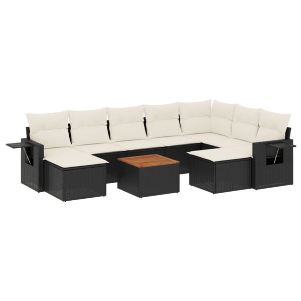 vidaXL Garden Sofa Set Black, Cream White