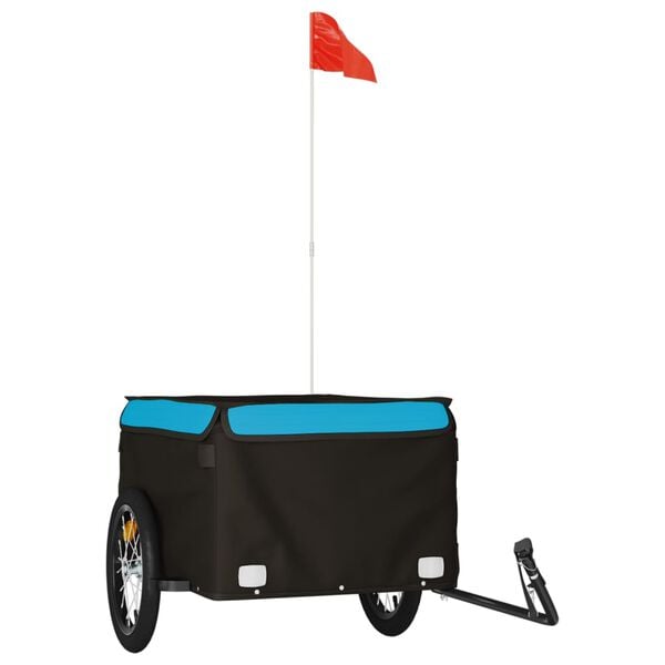 vidaXL Bike Trailer Black and Blue 99.2 lb Iron