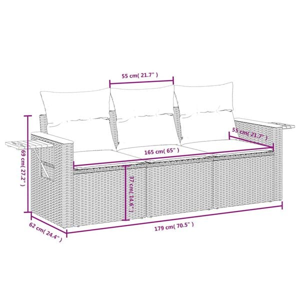 vidaXL Garden Sofa Set Grey, Dark Grey