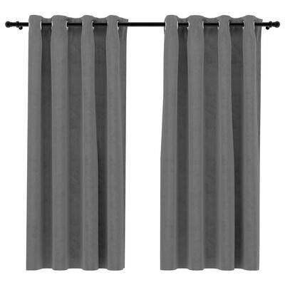 vidaXL Blackout Curtains with Rings 2 pcs Gray 54"x63" Velvet