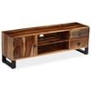 vidaXL TV Cabinet Natural Wood Solid Acacia Wood, Steel Standard