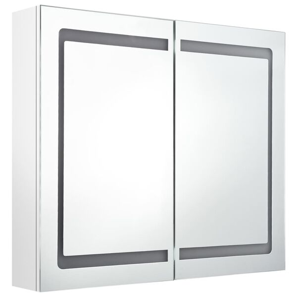 vidaXL Bathroom Cabinet Shiny White MDF with Melamine Finish, Glass