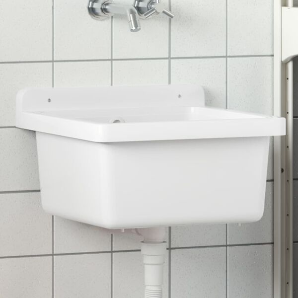 vidaXL Sink Washbasin for Wall Mounting White 15.7x15.7x9.4" Resin