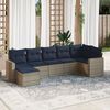 vidaXL 7 Piece Patio Sofa Set with Cushions Gray Poly Rattan