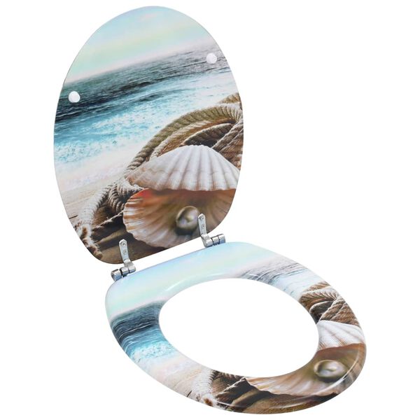 vidaXL WC Toilet Seats 2 pcs with Lids MDF Muschel Design (2x143925)