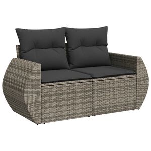 vidaXL Garden Sofa Grey PE rattan Large Adjustable Feet