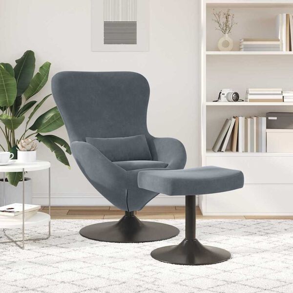 vidaXL Egg Chair with Footstool Dark Grey 24.80 x 28.74 x 35.43 in