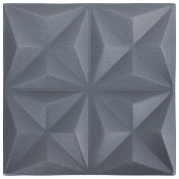 vidaXL 3D Wall Panels 48 pcs 19.7"x19.7" Origami Gray 129.2 ft&sup2;