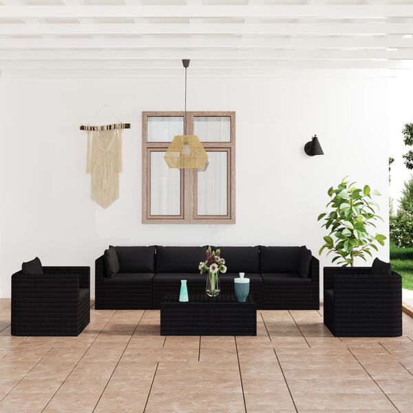 vidaXL Garden Lounge Set Black Powder-coated steel Medium