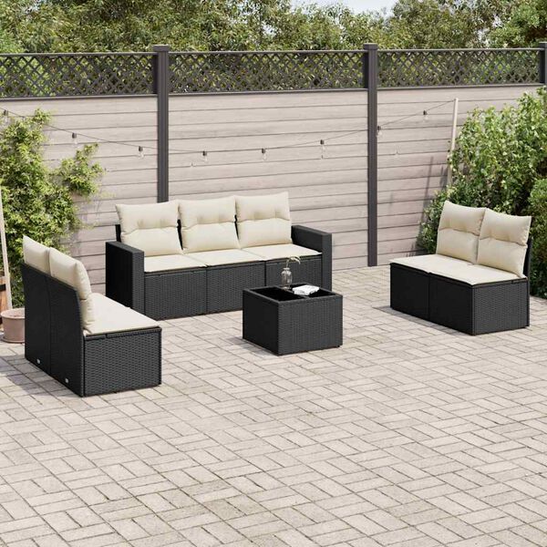 vidaXL Garden Sofa Set Black and Cream white