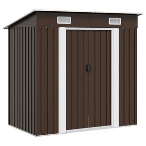 vidaXL Garden Shed Brown Galvanized Steel 76.4x47.6x71.3 in