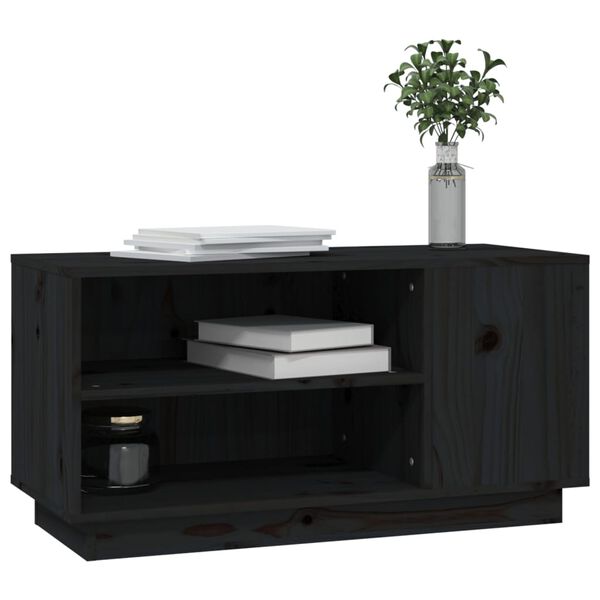 vidaXL TV Cabinet Black Solid pine wood Medium Storage TV Cabinet
