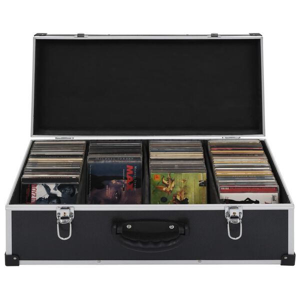 vidaXL CD Case for 80 CDs Aluminum ABS Black