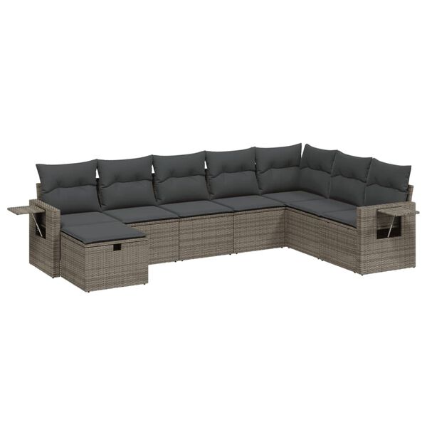 vidaXL Garden Sofa Set Grey PE Rattan Large Modular Garden Sofa Set