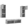 vidaXL 6 Piece TV Wall Units with LED Concrete Gray Engineered Wood