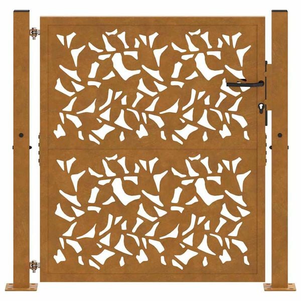 vidaXL Garden Gate 39.4x39.4" Weathering Steel Leaf Design