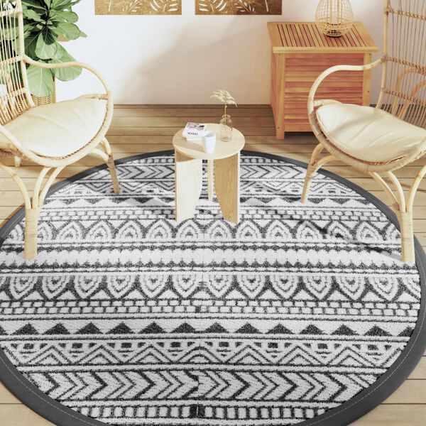 vidaXL Outdoor Carpet Black Polypropylene &Oslash;78.7 in Reversible