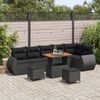 vidaXL Garden Sofa Set Height-Adjustable 9 pcs Black Poly Rattan