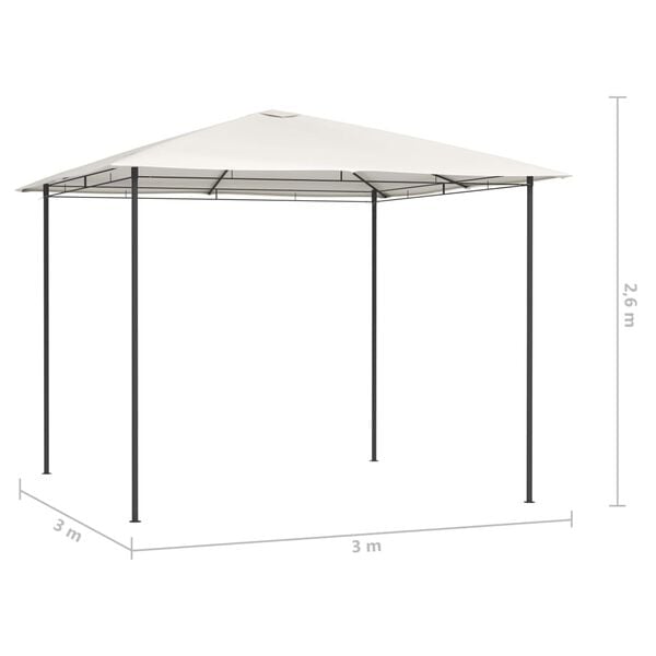 vidaXL Gazebo Cream Steel 9.8x9.8ft Durable Gazebo Square Modern
