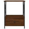vidaXL Bedside Table Brown Oak Engineered Wood, Iron Medium