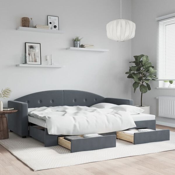 vidaXL Daybed With Trundle Dark Grey