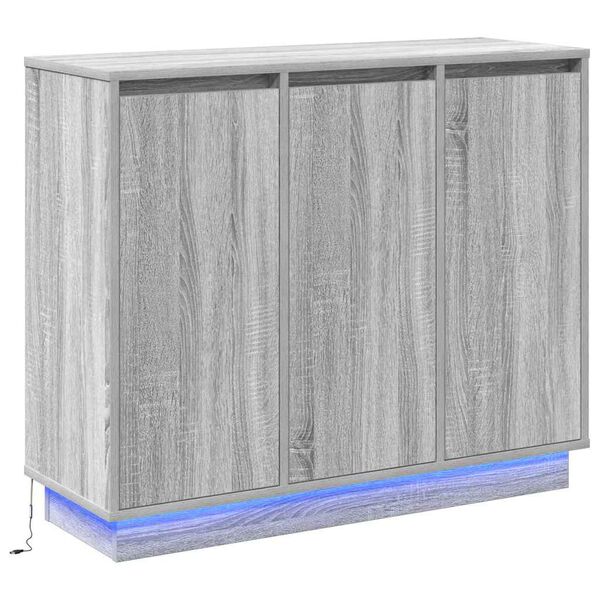 vidaXL LED Sideboard Grey Sonoma 90 x 32 x 75 cm Engineered Wood