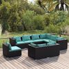 vidaXL Garden Lounge Set Black, Water Blue