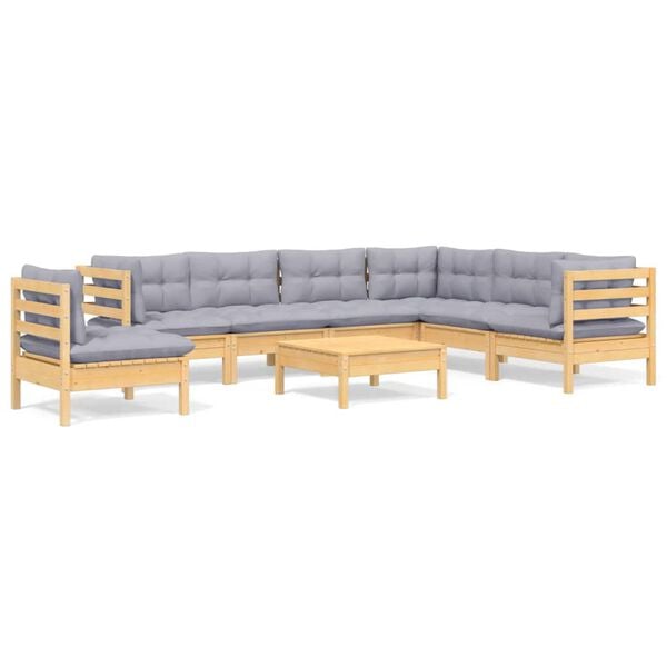 vidaXL Garden Lounge Set Grey Solid Pinewood Medium Modular