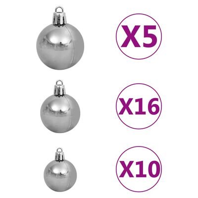 vidaXL Artificial Christmas Tree with LEDs&Ball Set Pink 82.7" PVC