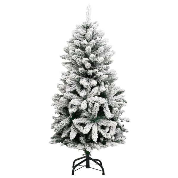 vidaXL Artificial Hinged Christmas Tree Green and white PVC, metal Medium