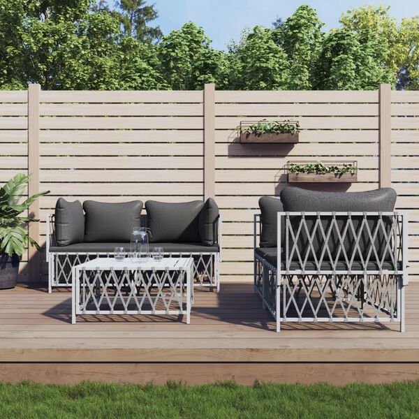 vidaXL Garden Lounge Set White, Dark Grey