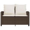 vidaXL Garden Sofa Brown Poly Rattan 2-Seater Size Removable Covers