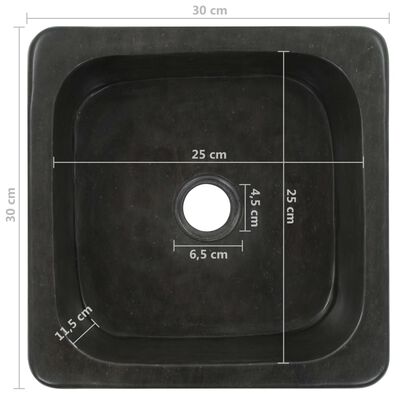 vidaXL Sink 11.8"x11.8"x5.9" Riverstone Black