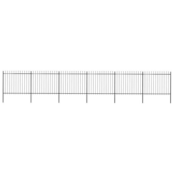 vidaXL Garden Fence with Spear Top Steel 421.3"x59.1" Black
