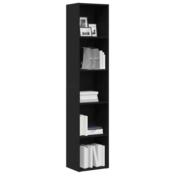 vidaXL Book Cabinet Black Oak Engineered wood Tall Book Cabinet