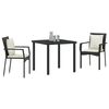vidaXL Garden Dining Set with Cushion 3 pcs Black Poly Rattan