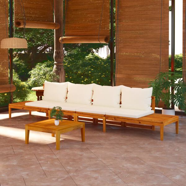 vidaXL Patio Lounge Set Modular Acacia Wood Bench Rectangular