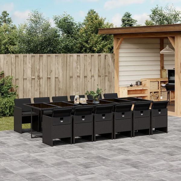 vidaXL Patio Dining Set Set of 12 Black
