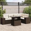 vidaXL Garden Sofa Set Brown with cream white cushions