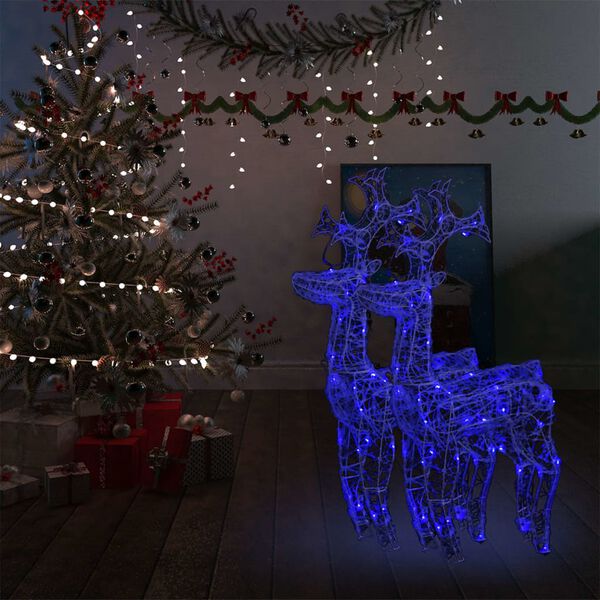 vidaXL Reindeer Christmas Decoration Set of 2 Blue Acrylic
