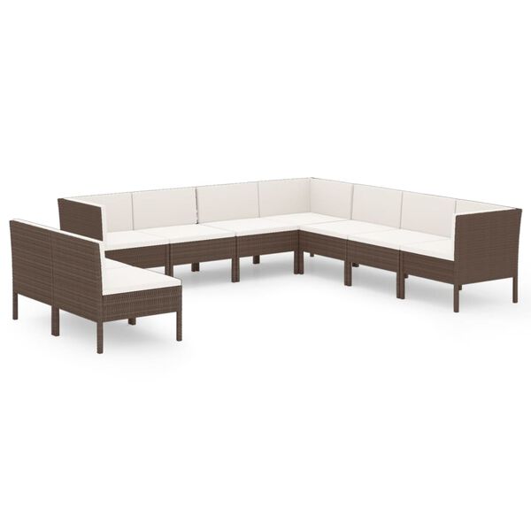 vidaXL Garden Lounge Set Brown PE Rattan Large Modular